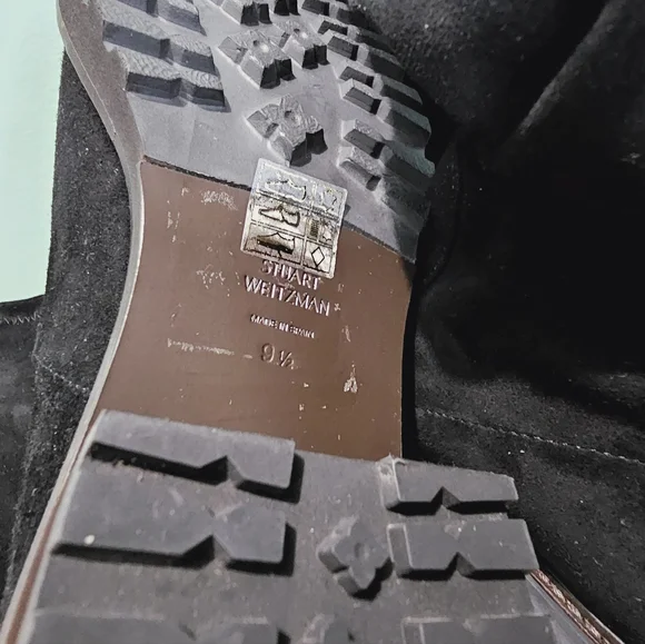 NEW STUART WEITZMAN Blaire City Black Suede Leather OTK Tie Block Heel Boots 9.5 - Picture 13 of 13